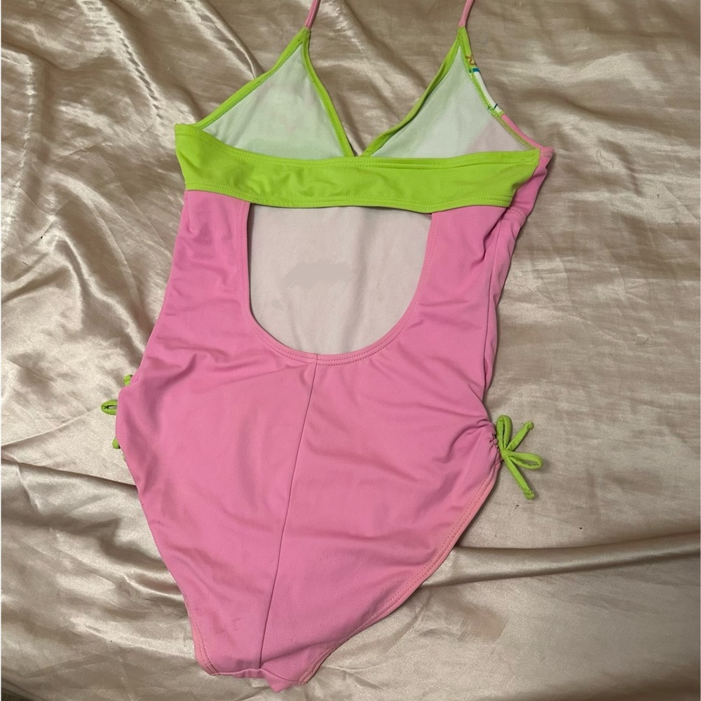 Stylish Pink and Green Women's One Piece Swimsuit